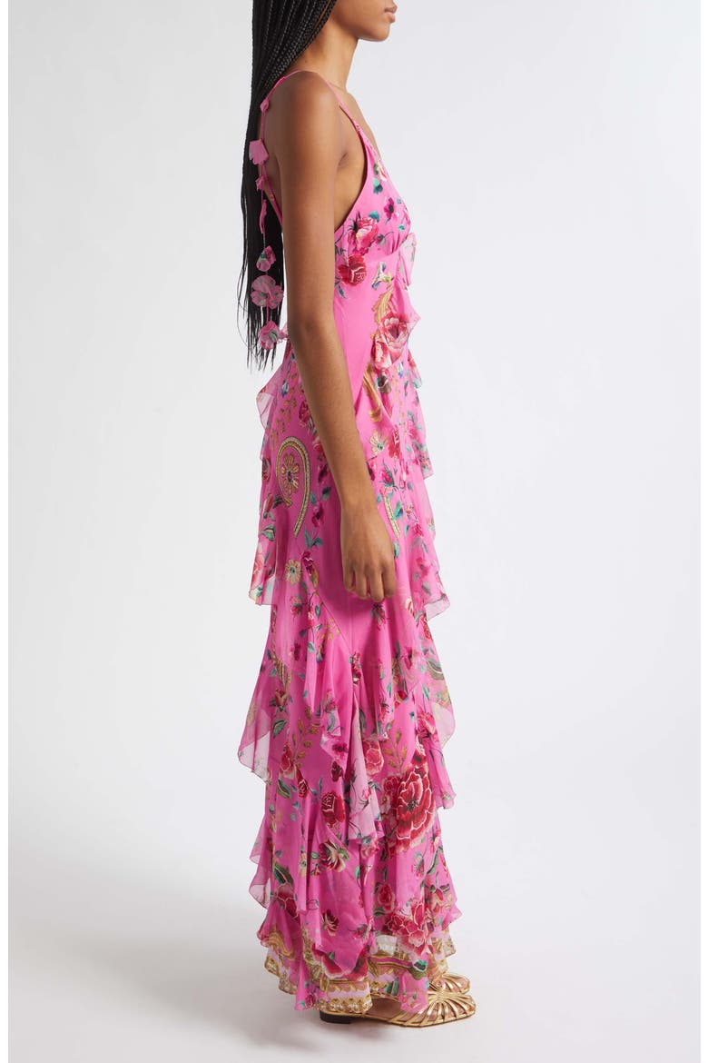 Matadora Flora Asymmetric Ruffle Silk Slipdress, Alternate, color, MATADORA FLORA