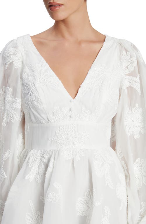 Bardot Eva Floral Sequin Long Sleeve Chiffon Minidress In Orchid White
