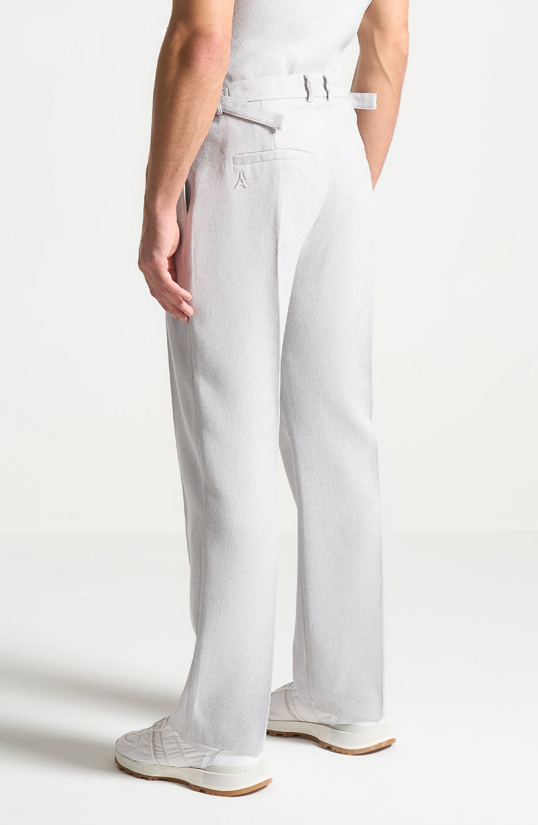 Manière De Voir Pierre Relaxed Fit Textured Pleated Tailored Trousers, Alternate, color, Grey