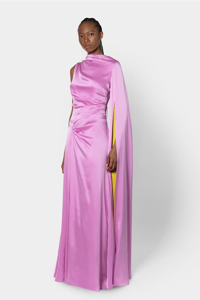 Oma Floor Length Silk Dress, Alternate, color, Lilas/Zinnia