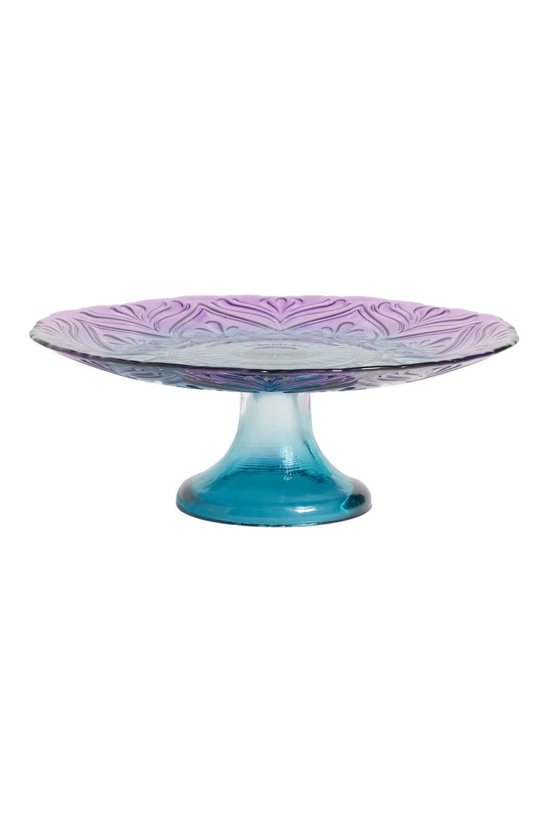 Anthropologie Soda Lime Glass Cake Stand, Alternate, color, PURPLE LIGHT BLUE