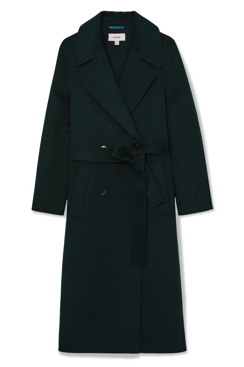 Rene Wool Blend Double Breasted Coat, Alternate, color, GREEN