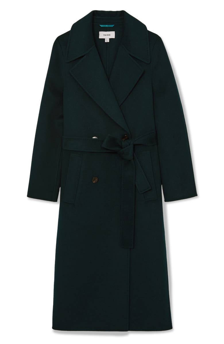 Reiss Rene Wool Blend Double Breasted Coat, Alternate, color, Green