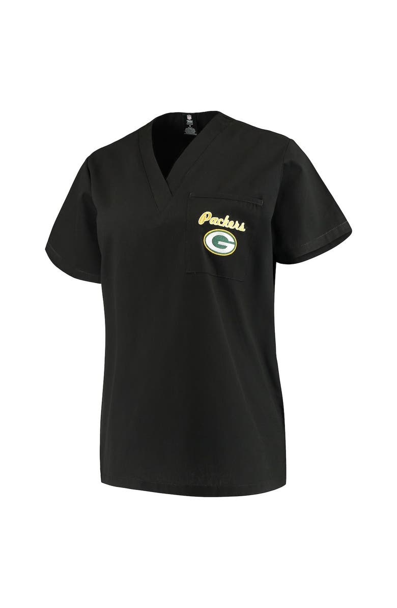 CONCEPTS SPORT Black Green Bay Packers Team Scrub Top, Alternate, color,