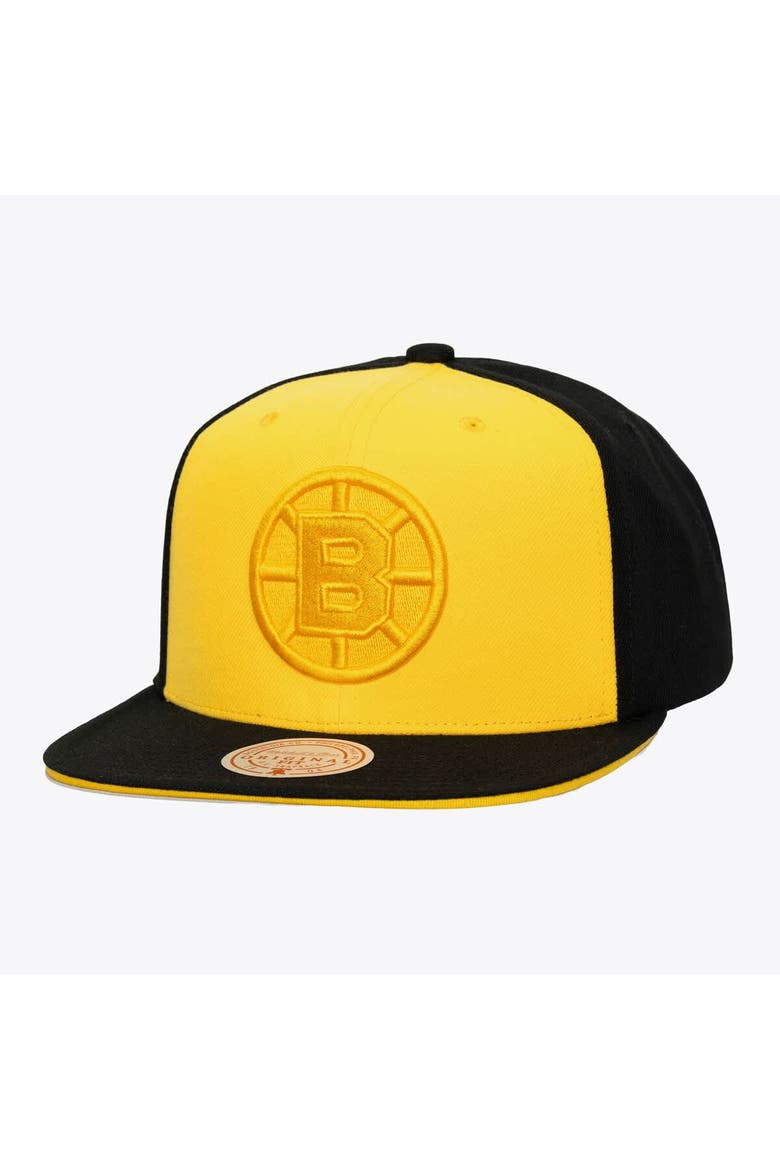 Men's Mitchell & Ness Gold/Black Boston Bruins Color Pop Snapback Hat, Main, color, Gold