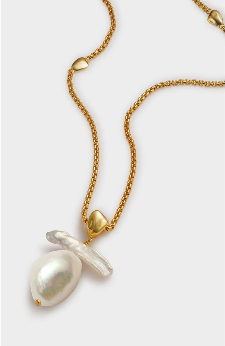 Katie Loxton Sol Pearl Necklace, Alternate, color, Gold Coated