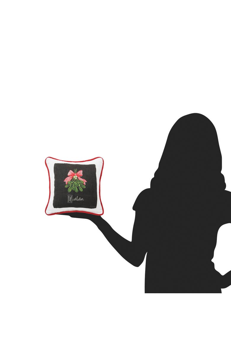 C&F Home Christmas Mistletoe Alphabet 100% Cotton Printed Mini Accent Pillow 8" x 8", Alternate, color, Black