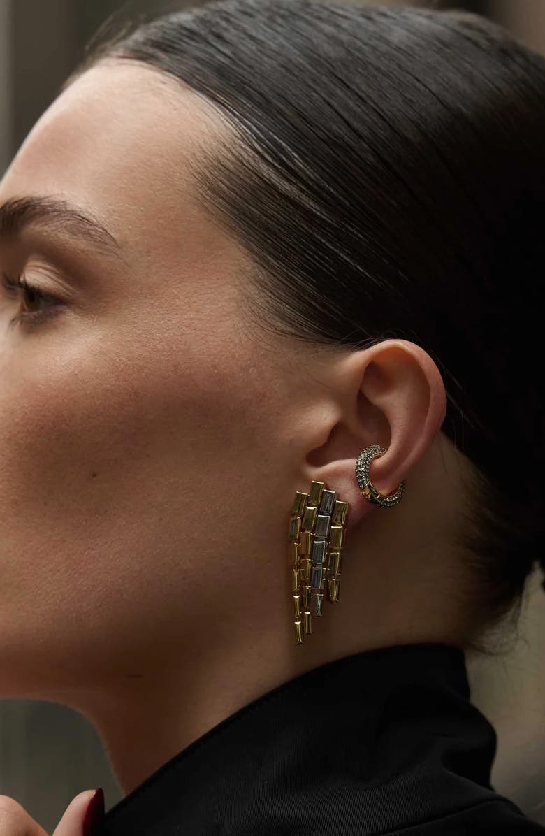 DEMARSON Lili Pavé Hoop Ear Cuff, Alternate, color, Gold/ Pave