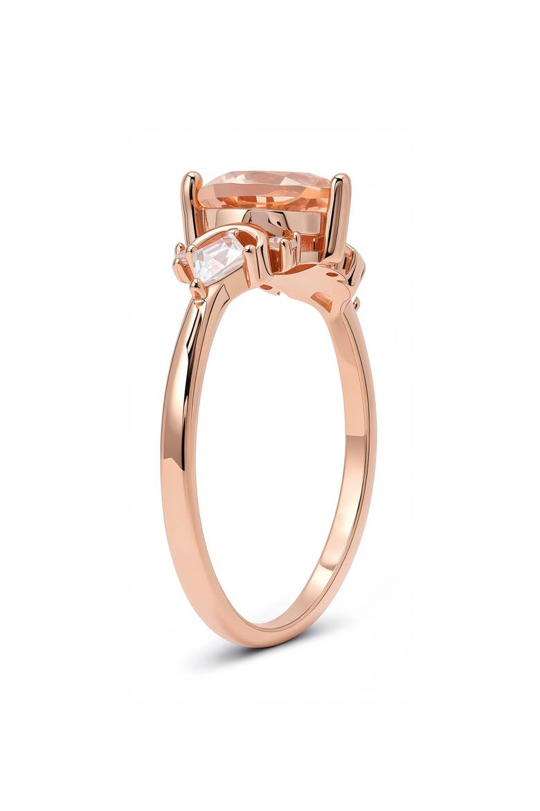 Heart Cut Simulated Morganite & Cubic Zirconia Ring, Alternate, color, ROSE GOLD
