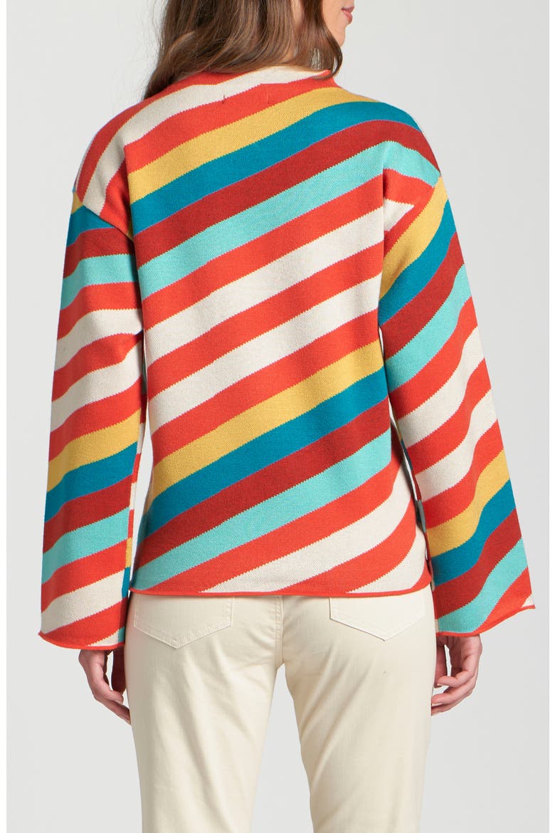 Diagonal Stripe Funnel Neck Sweater, Alternate, color, TERRACOTTA MULTI
