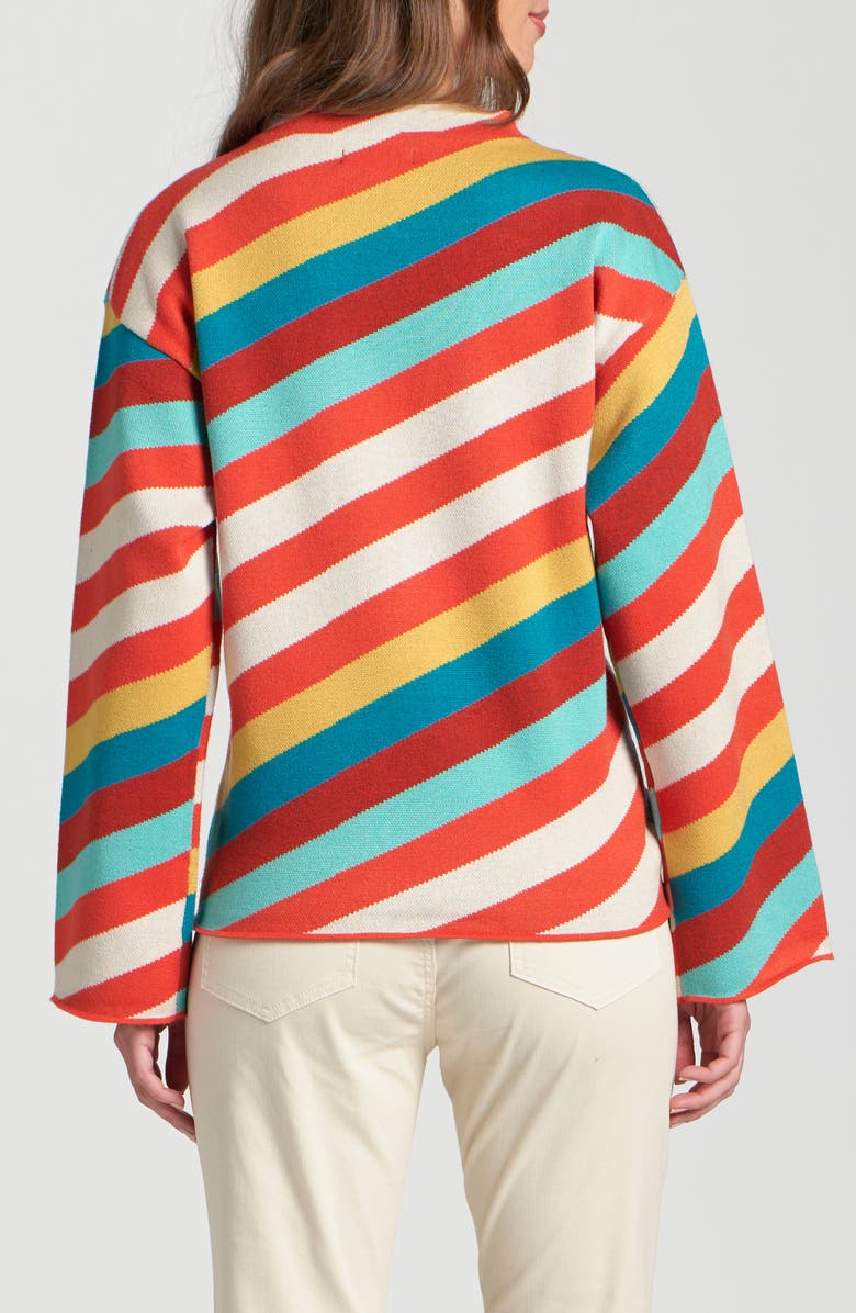 APNY Diagonal Stripe Funnel Neck Sweater, Alternate, color, Terracotta Multi