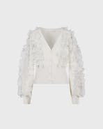 Anne Fontaine Women's  Ciline White Long Sleeve Ruffle Cardigan