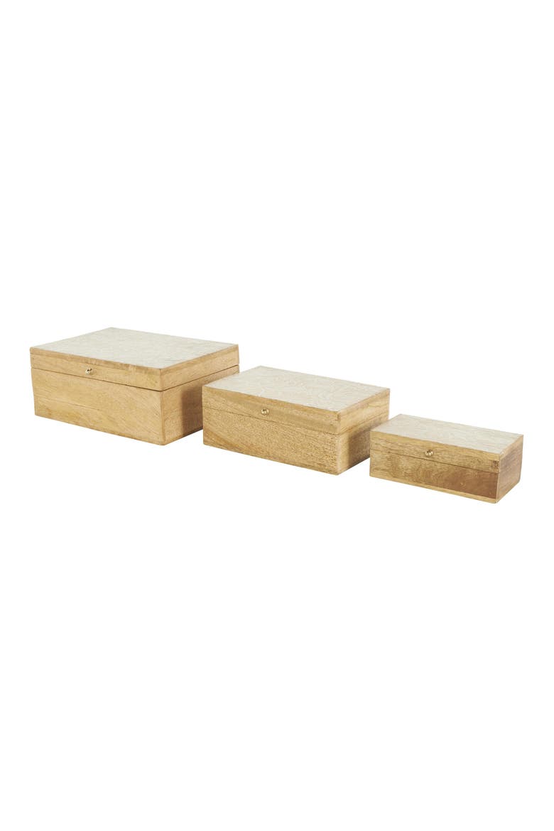 Mango Wood Set of 3 Decorative Boxes, Alternate, color, BROWN