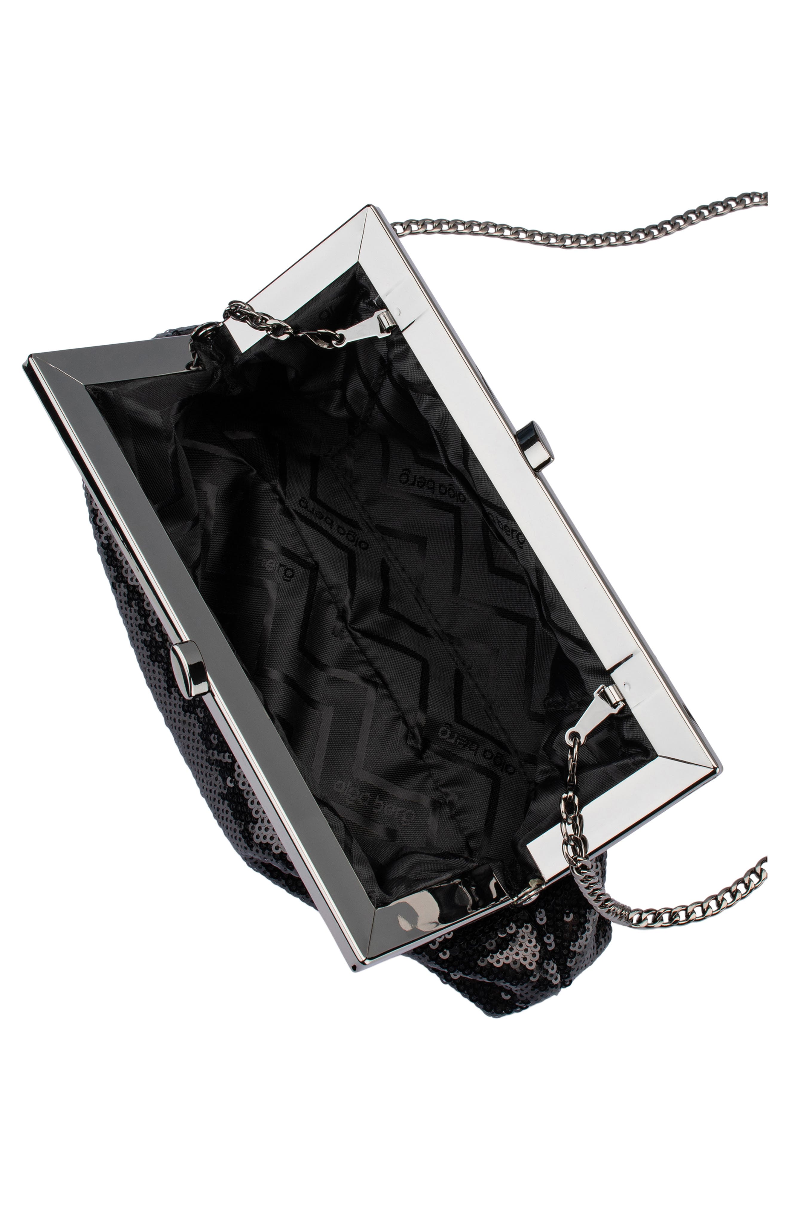 Olga Berg Zephyr Sequin Clutch, Alternate, color, Black