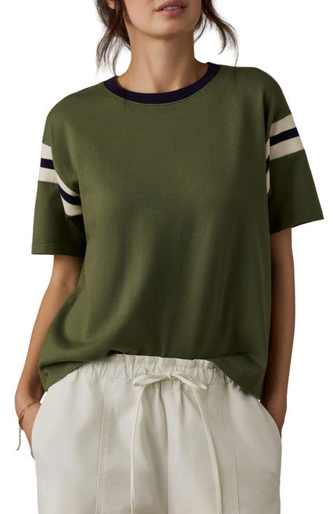 Throwback Stripe Sleeve Organic Cotton T-Shirt