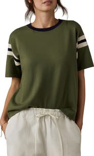 Faherty Throwback Stripe Sleeve Organic Cotton T-Shirt