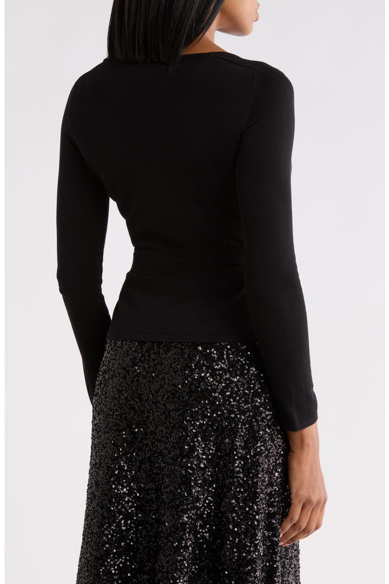Ratana Silk Blend Wrap Sweater, Alternate, color, BLACK