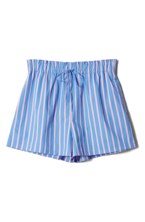 & Other Stories Stripe Cotton Drawstring Shorts In Blue