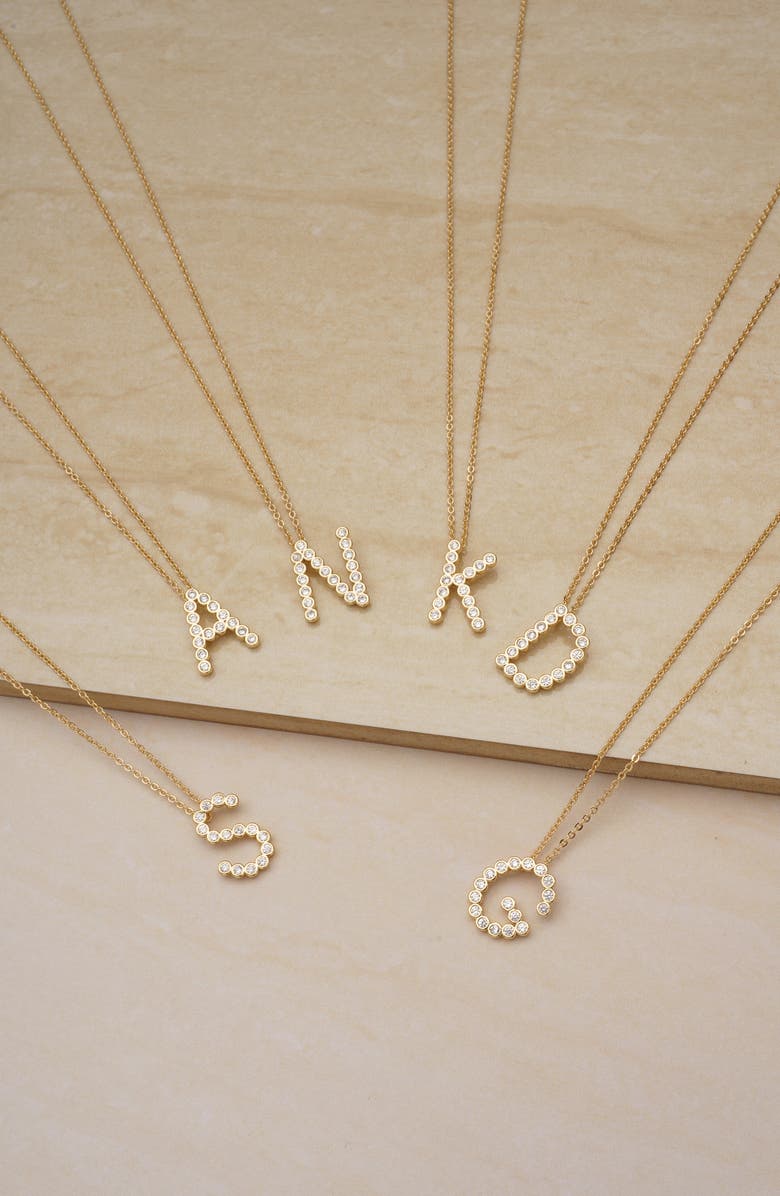 Ettika Crystal Initial Pendant Necklace, Alternate, color, Gold- P