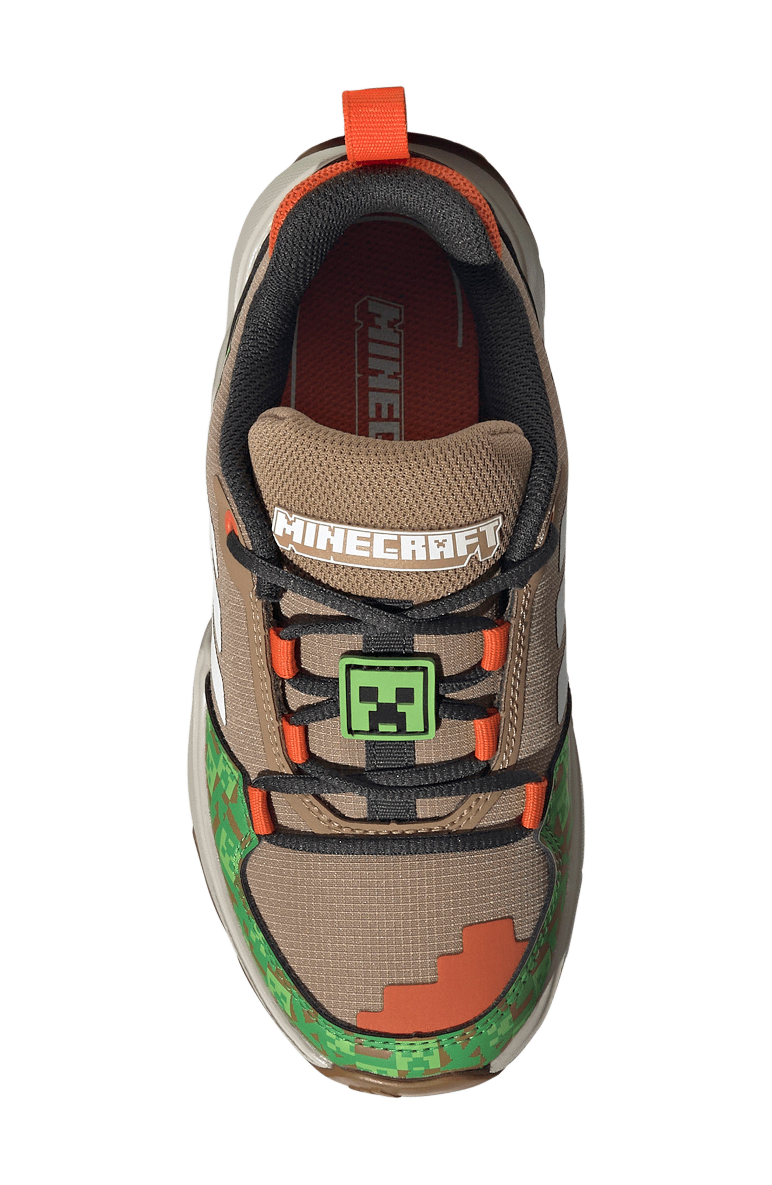 adidas x Minecraft<sup>®</sup> Kids' Terrex Ax4r Mid Hiking Shoe, Alternate, color, Cardboard/ White/ Orange