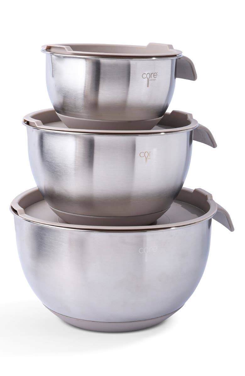 Core Home 6-Piece Non-Slip Stainless Steel Mixing Bowl Set, Alternate, color, Silver
