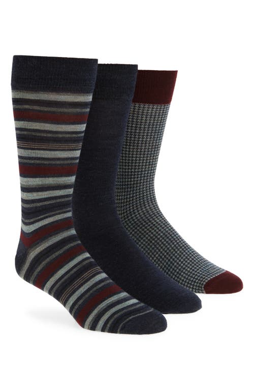 Nordstrom Assorted 3-pack Ribbed Merino Wool Blend Dress Socks In Multi