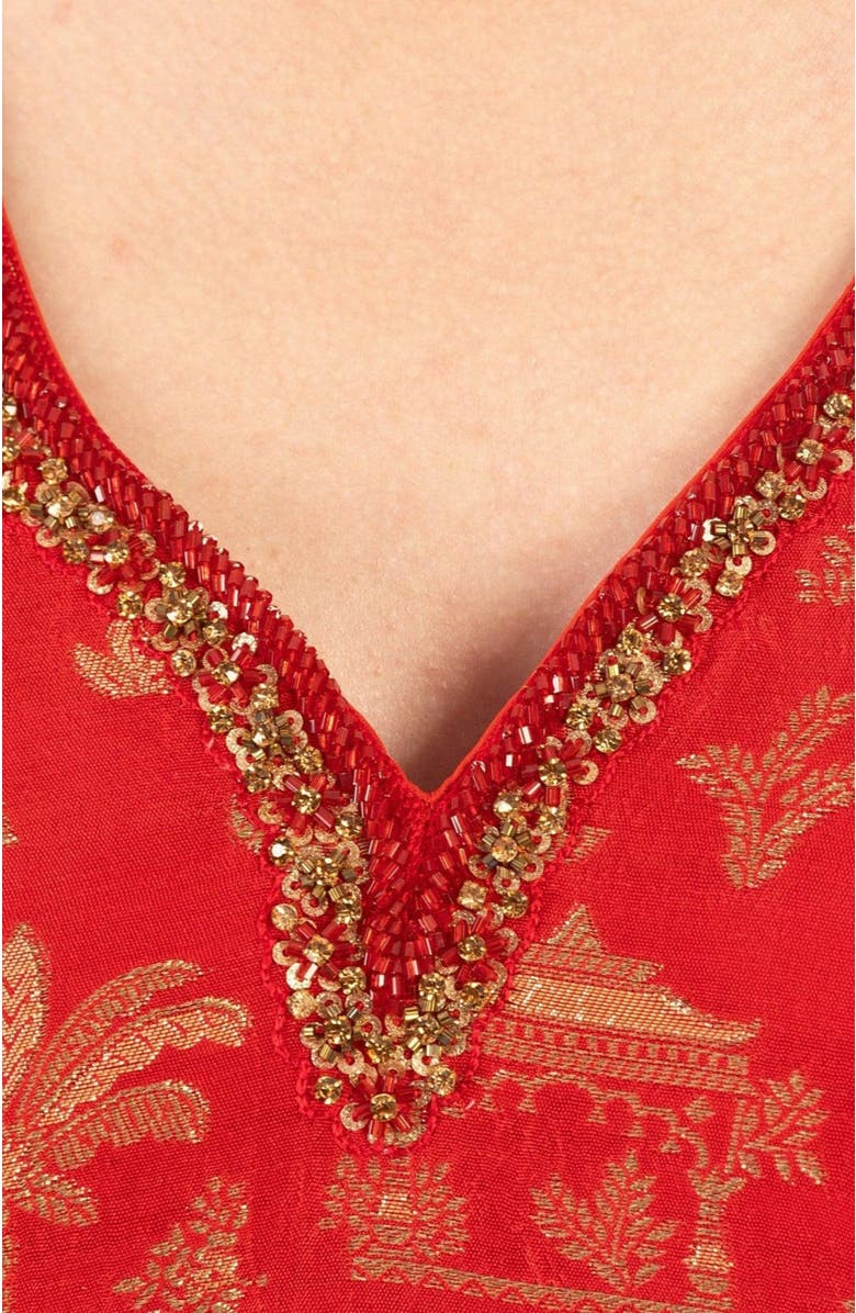 RAAS Azalea Jacquard Silk Gown, Alternate, color, Red