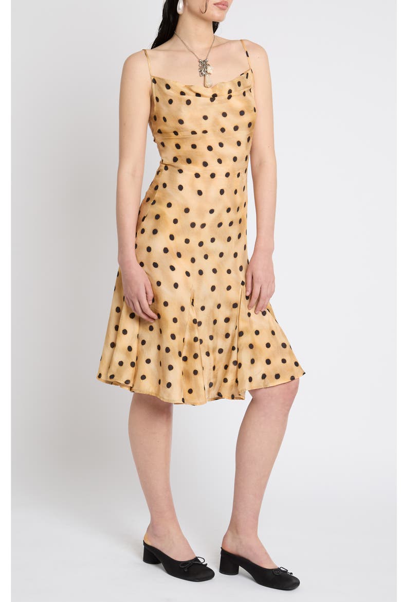 Polka Dot Cowl Neck Maxi Dress, Main, color, OKRA YELLOW MULTI