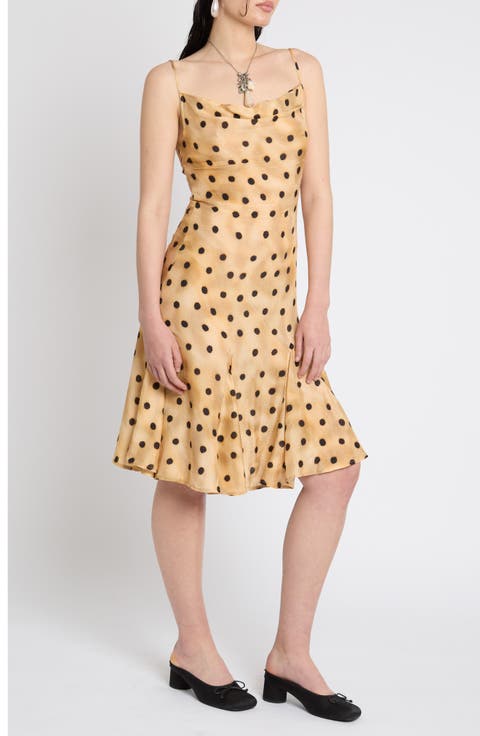 Polka Dot Cowl Neck Maxi Dress