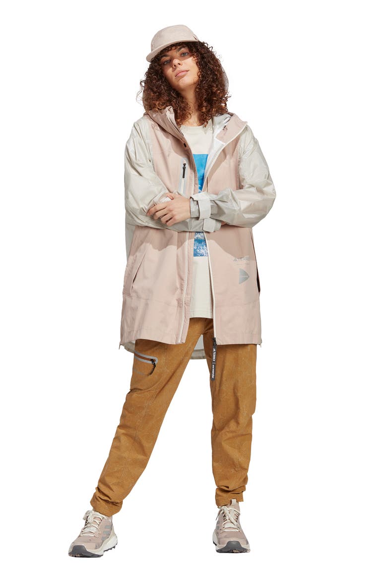 x and wander Terrex Xploric Rain.RDY Water Repellent Hooded Jacket, Alternate, color, WONDER TAUPE/ ALUMINA