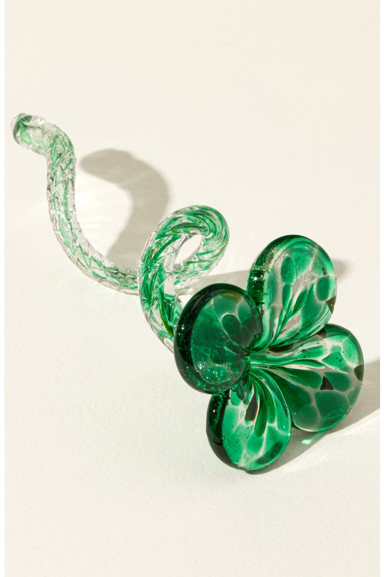 Glass Good Luck Clover, Alternate, color, Green