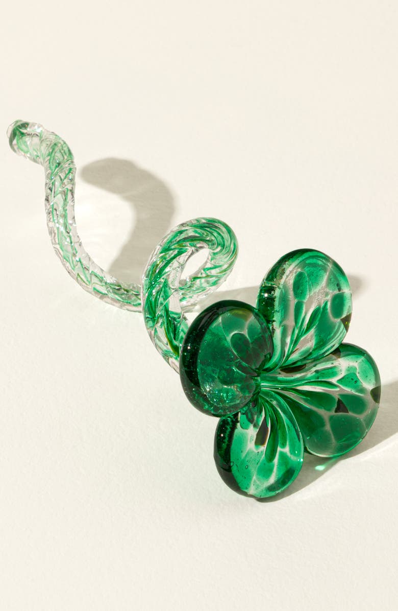Uncommon Goods Glass Good Luck Clover, Alternate, color, Green