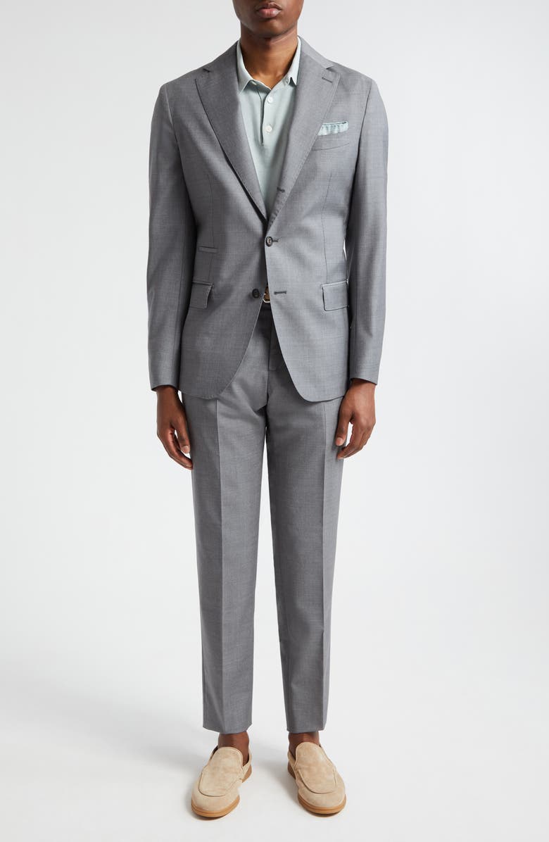 Eleventy Single Breasted Wool Suit, Alternate, color, Med Grey