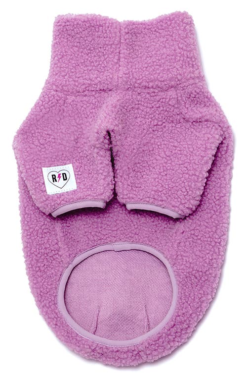 Rebel Dawg Boho Faux Shearling Pullover Dog Sweater In Purple