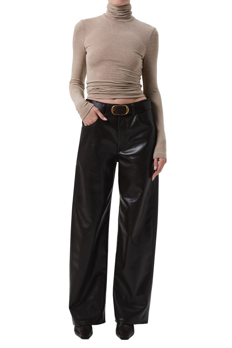 Ayla Baggy Recycled Leather Blend Pants, Alternate, color, CHOCOLATE DK BR