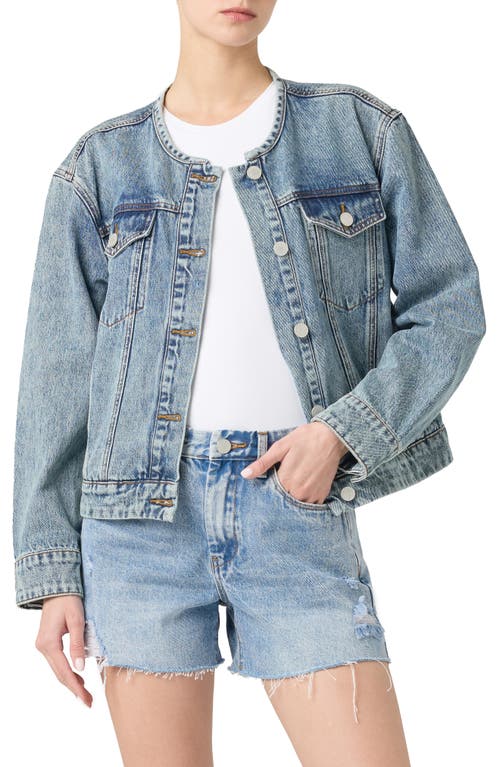 Shop Blanknyc Collarless Denim Trucker Jacket In Heads Up