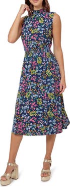 Leota Samantha Floral Print Sleeveless Dress