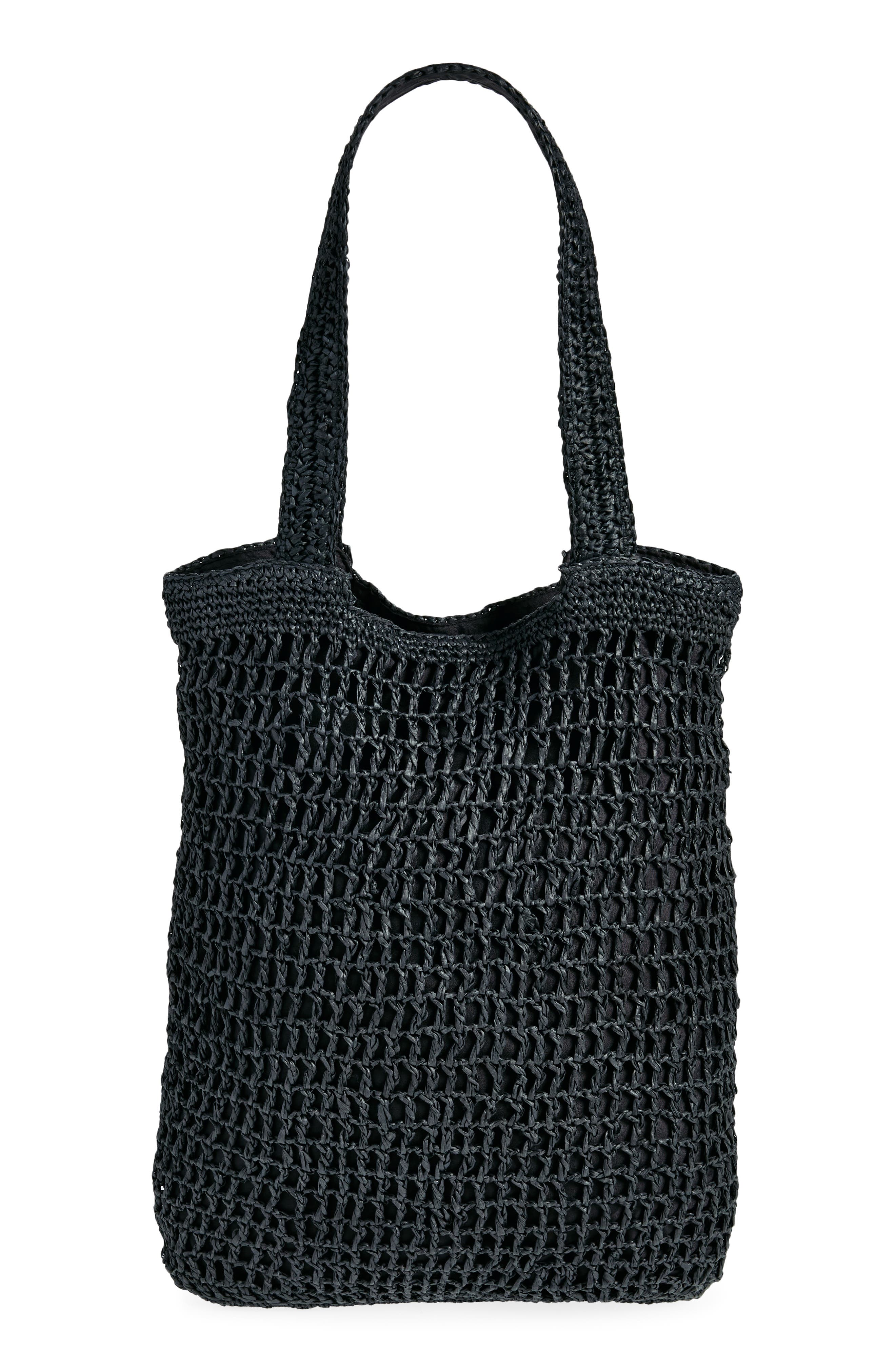 Collection XIIX Straw Tote Bag, Main, color, Black