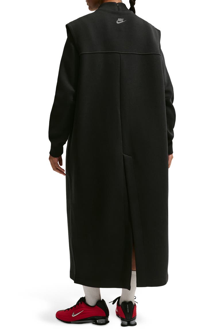 Oversized Sleeveless Tech Fleece Duster, Alternate, color, BLACK/ BLACK