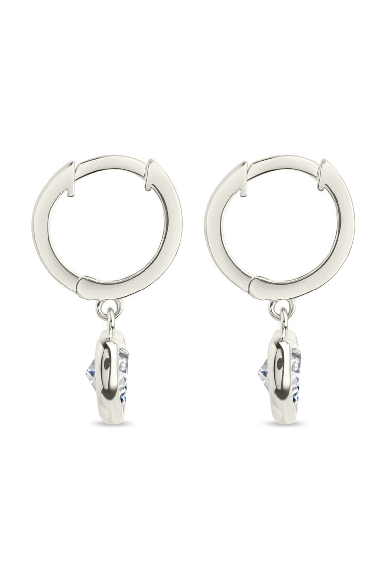 Lizzy Heart Drop Hoop Earrings, Alternate, color, SILVER