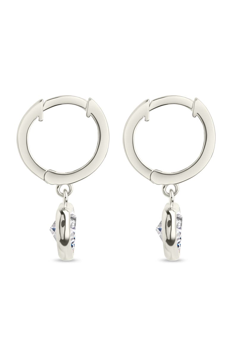 Sterling Forever Lizzy Heart Drop Hoop Earrings, Alternate, color, Silver