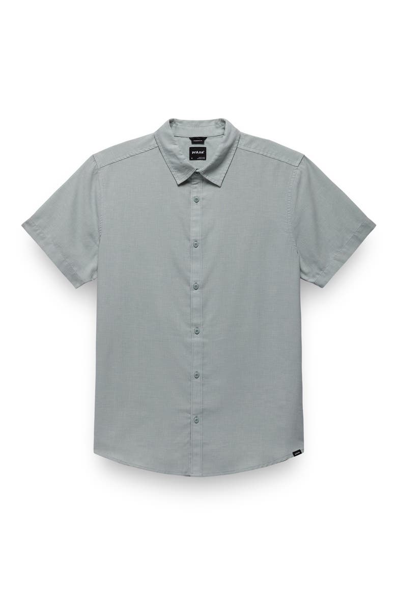 Lindores Hemp Blend Short Sleeve Button-Up Shirt, Alternate, color, SALTWATER