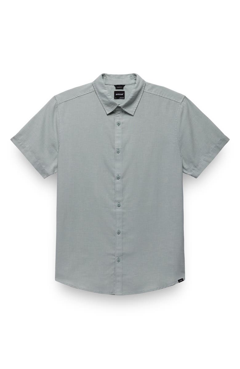 prAna Lindores Hemp Blend Short Sleeve Button-Up Shirt, Alternate, color, Saltwater