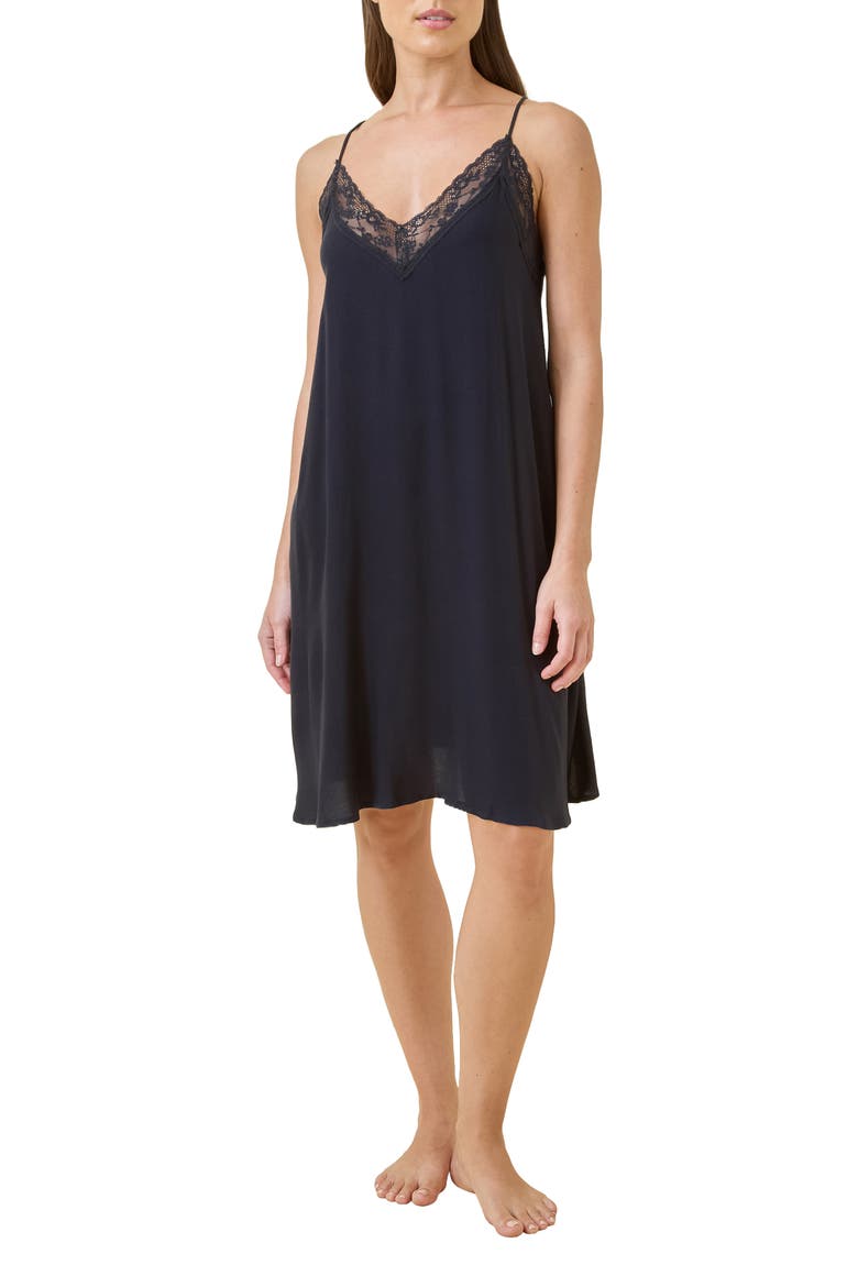 Talia Lace Lenzing™ EcoVero™ Viscose Nightgown, Alternate, color, BLACK