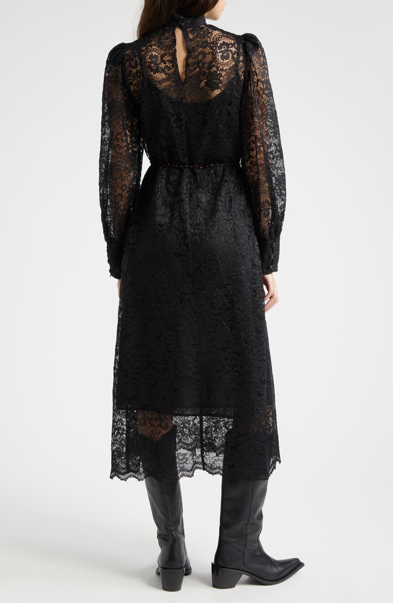 FARM Rio Lace Tie Belt Long Sleeve Dress, Alternate, color, 