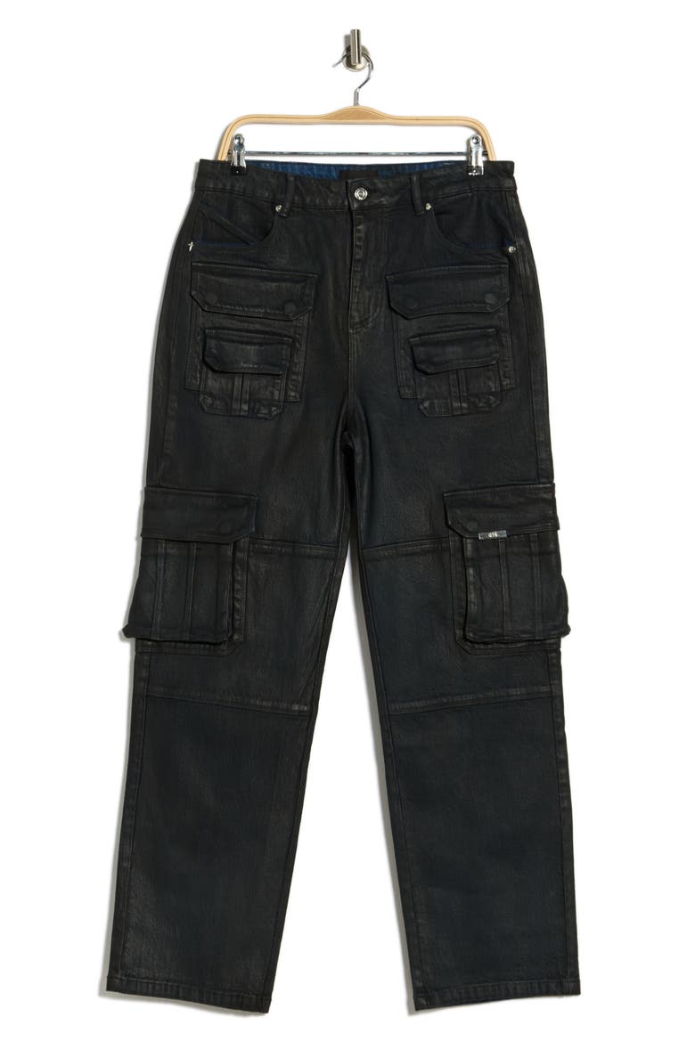 Roman Straight Cargo Jeans, Alternate, color, DARK BLUE WAXED