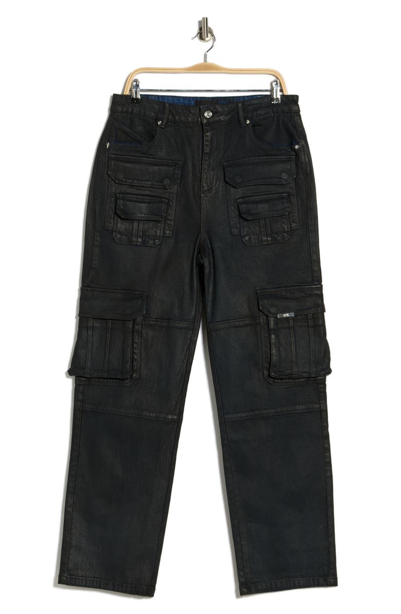RtA Roman Straight Cargo Jeans, Main, color, Dark Blue Waxed