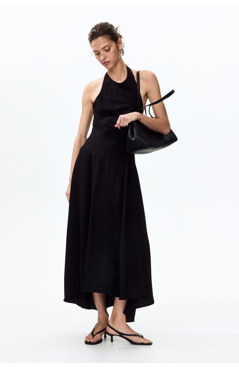 H&M Flared halterneck dress, Main, color, Black