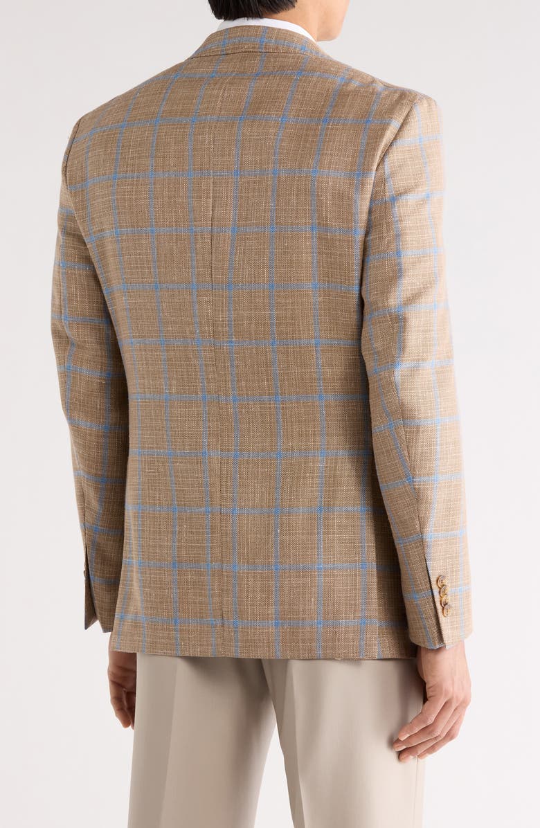 Peter Millar Windowpane Wool Blend Sport Coat, Alternate, color, Tan