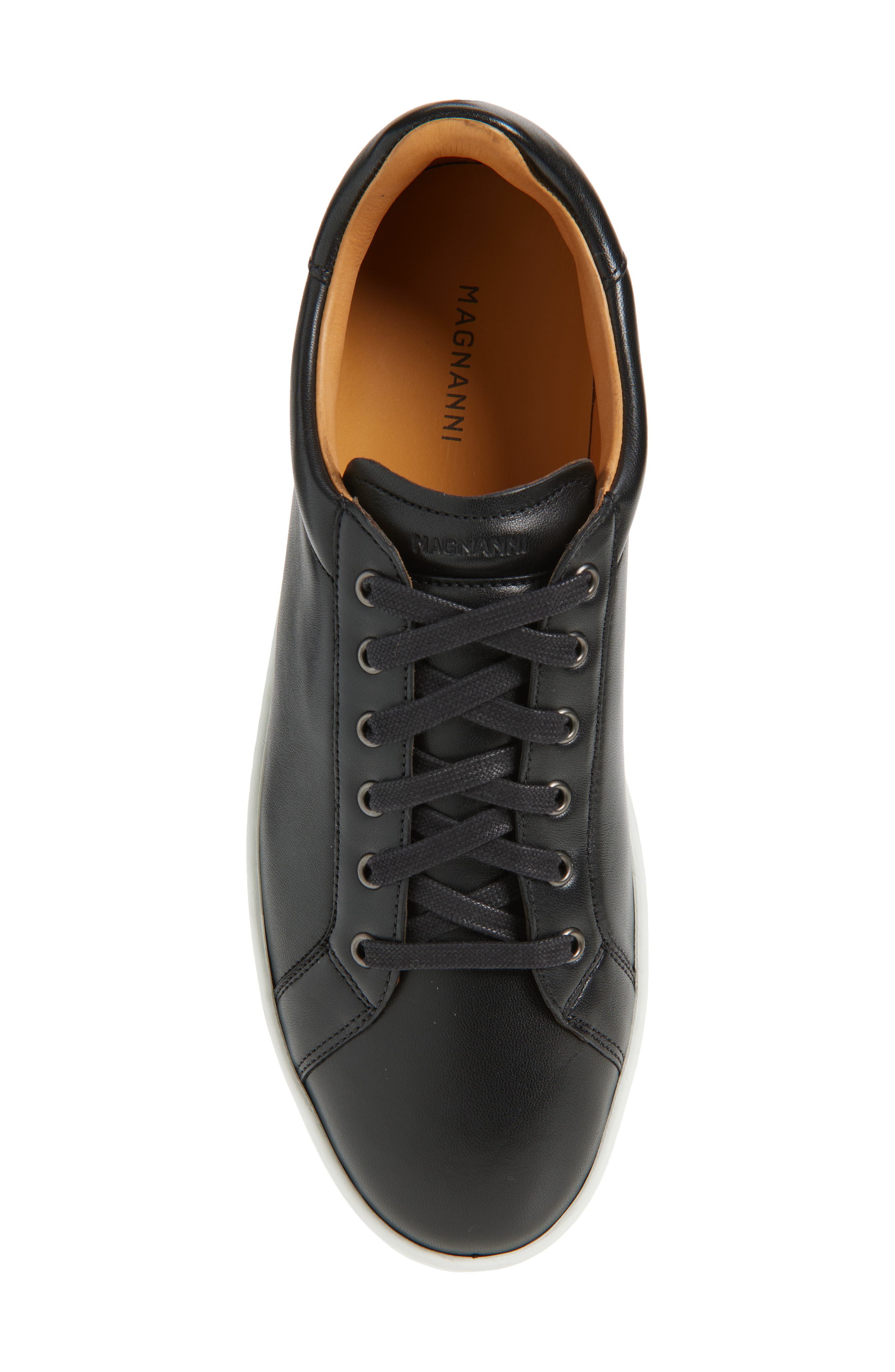 Magnanni Cote Lo Leather Sneaker, Alternate, color, Black Napa